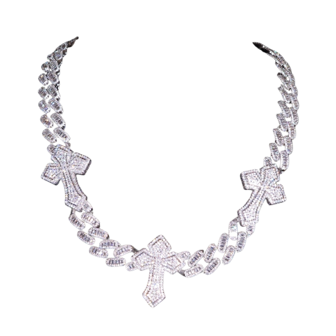 Diamond Cross Cuban Link Necklace