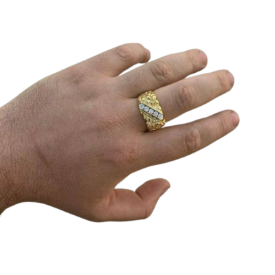 Vintage Gold Diamond Bar Filigree Ring
