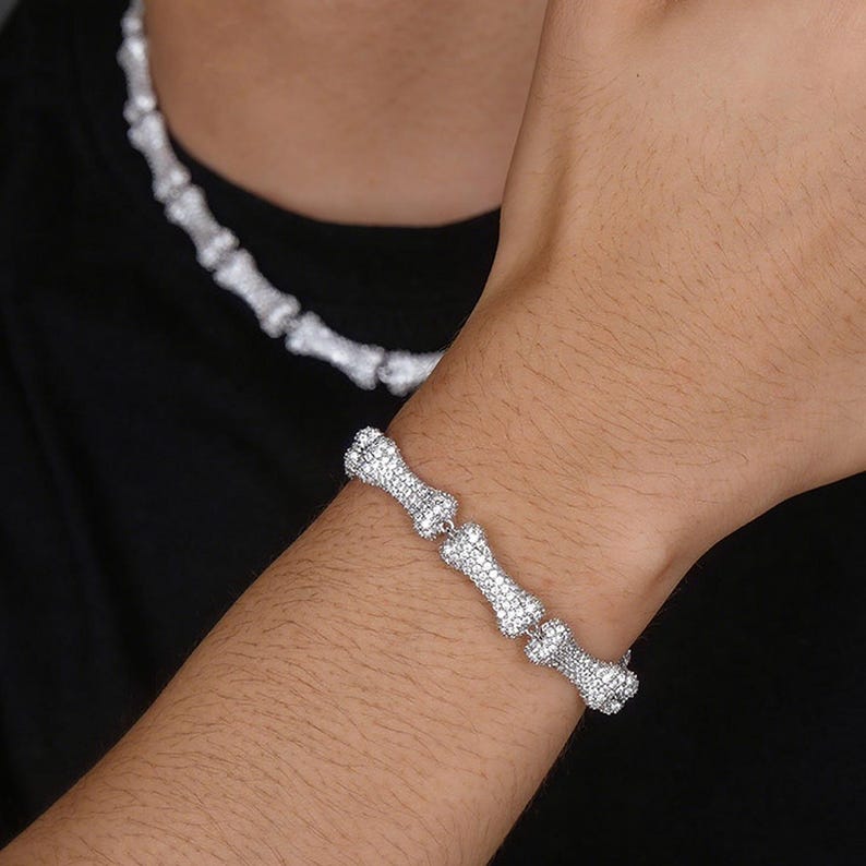 Iced Out Bone Link Necklace - Image 4