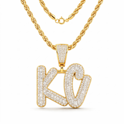Custom Diamond KC Letter Pendant