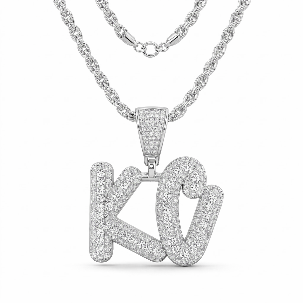 Custom Diamond KC Letter Pendant - Image 6