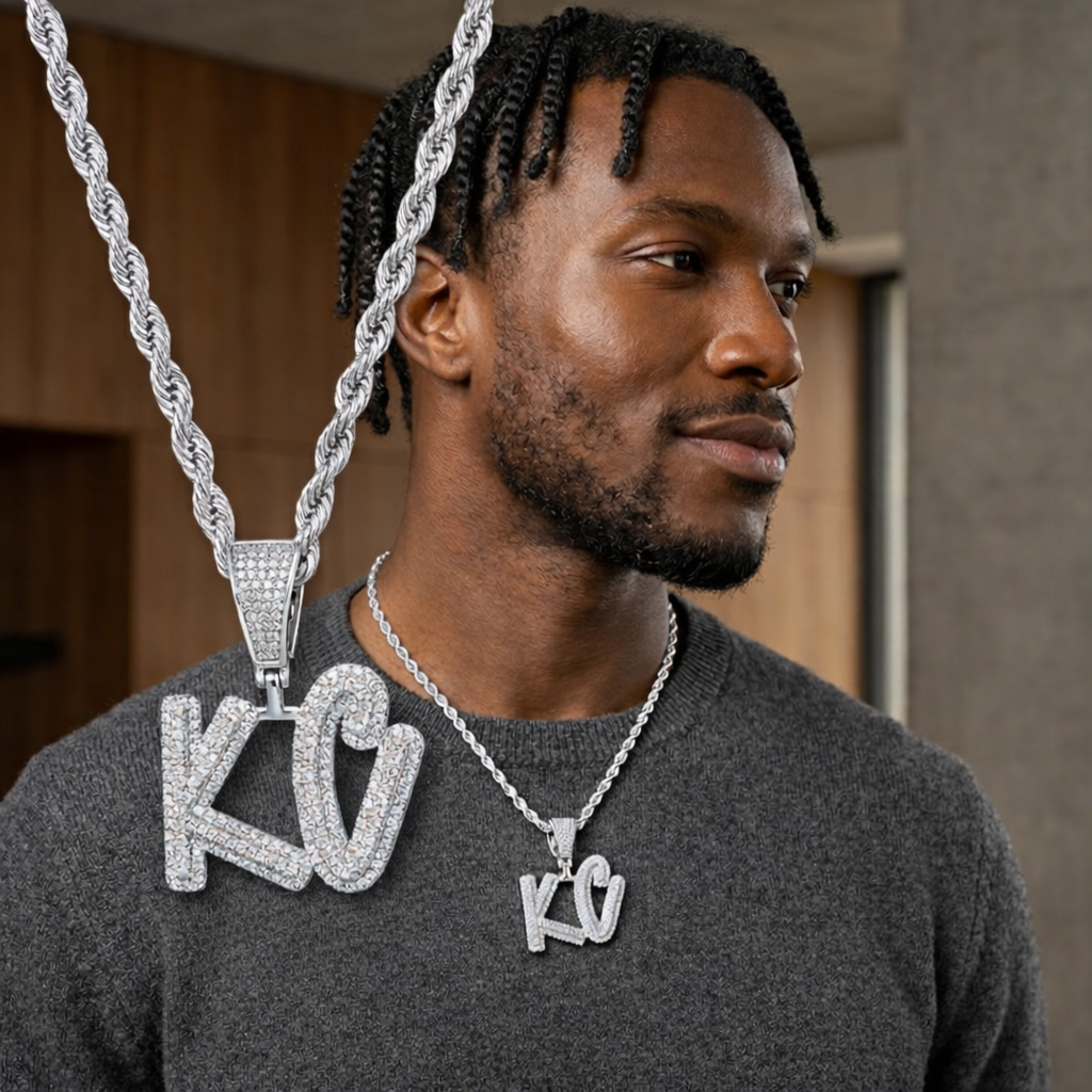 Custom Diamond KC Letter Pendant - Image 7