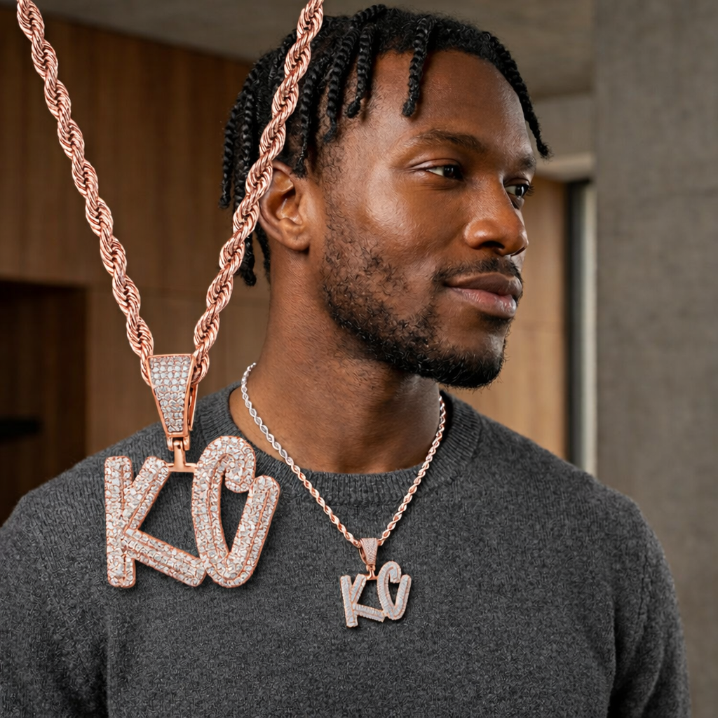 Custom Diamond KC Letter Pendant - Image 12