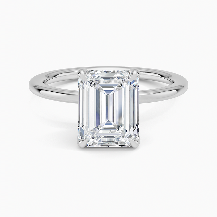 Lab Grown Diamond Engagement Ring Emerald Cut Solitaire for Women