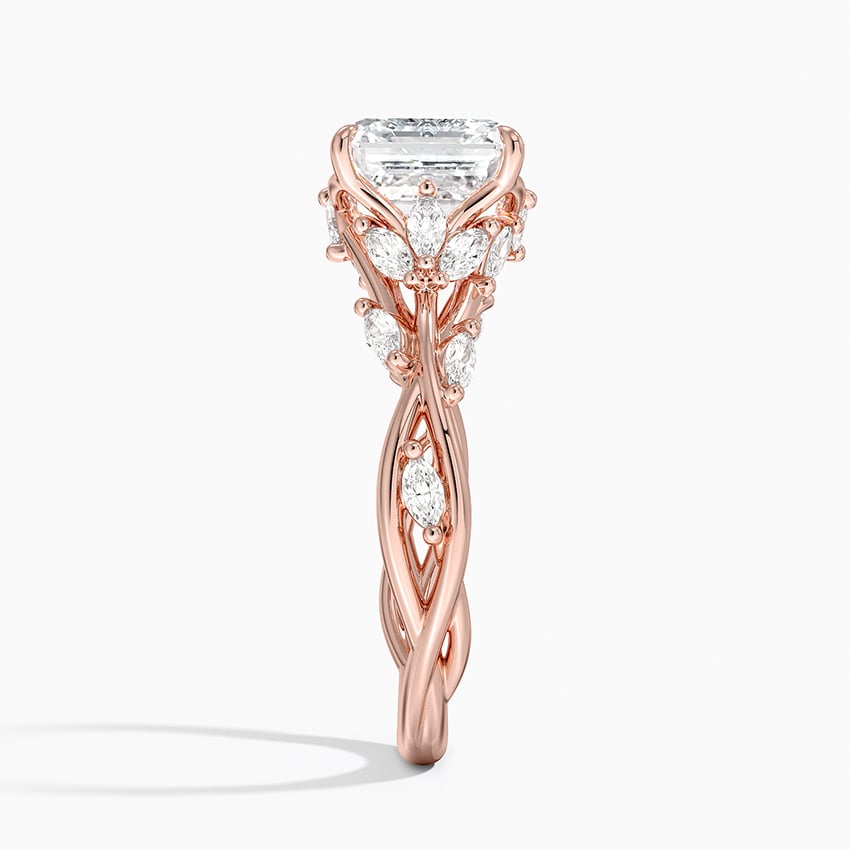 Lab Grown Diamond Engagement Ring Asscher Cut Vintage Inspired Floral for Women - Image 11
