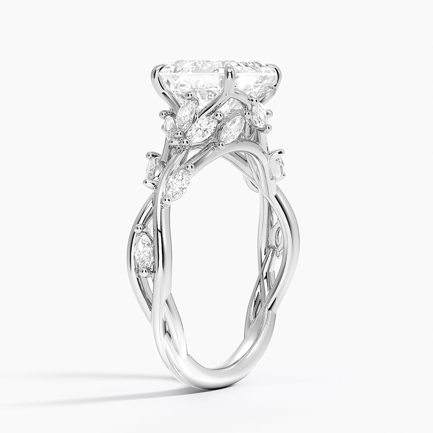 Lab Grown Diamond Engagement Ring Asscher Cut Vintage Inspired Floral for Women - Image 2