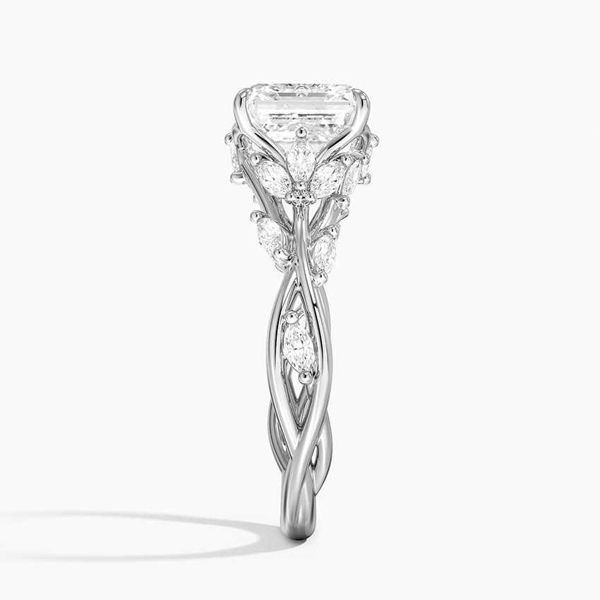 Lab Grown Diamond Engagement Ring Asscher Cut Vintage Inspired Floral for Women - Image 3
