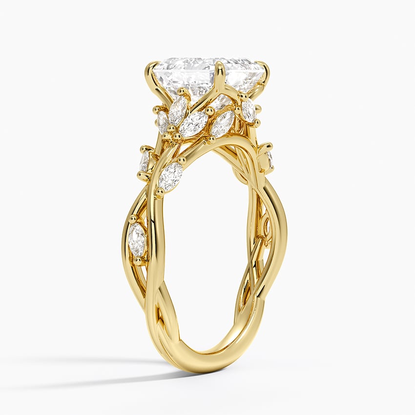 Lab Grown Diamond Engagement Ring Asscher Cut Vintage Inspired Floral for Women - Image 6