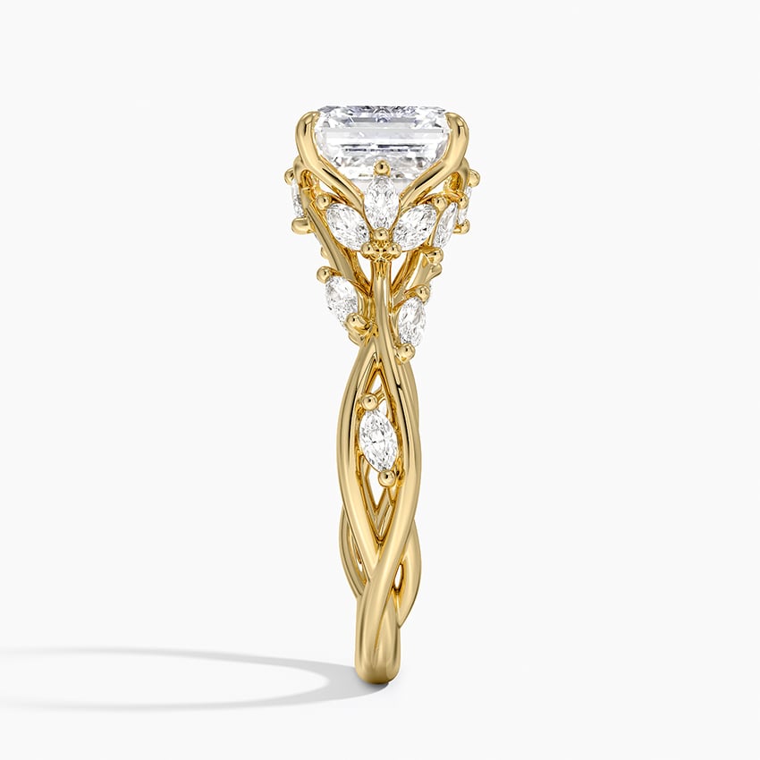 Lab Grown Diamond Engagement Ring Asscher Cut Vintage Inspired Floral for Women - Image 7