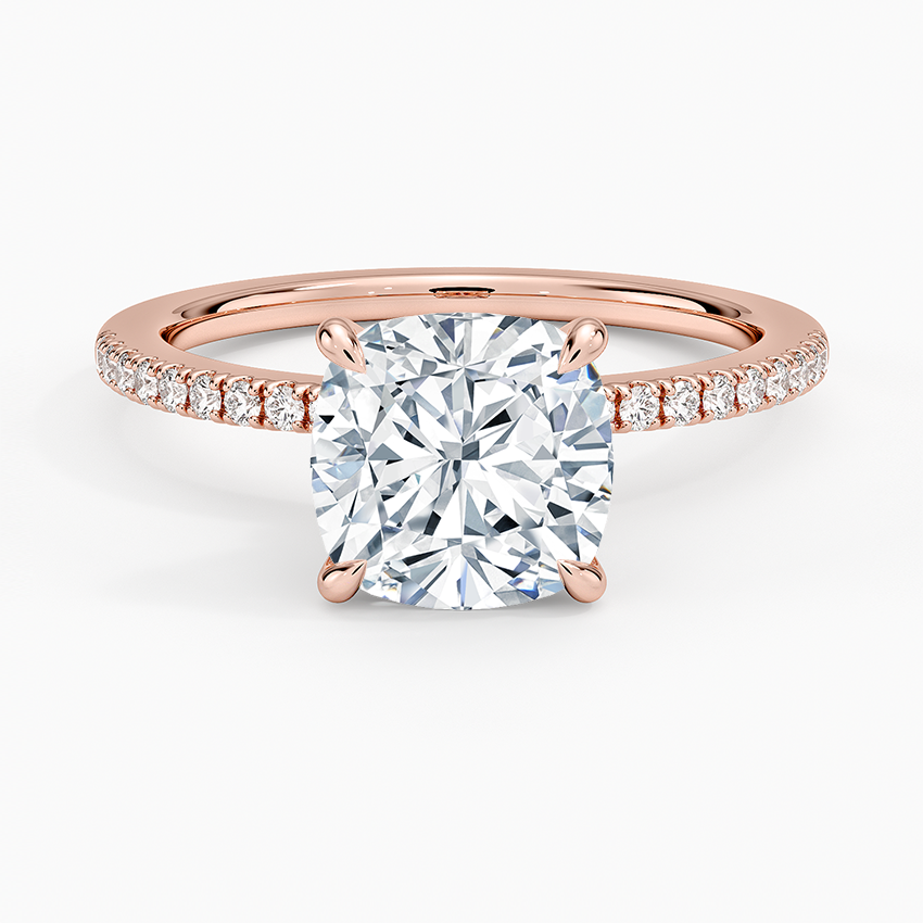 IGI Certified Moissanite Diamond Engagement Ring Classic Cushion with Hidden Halo and Pavé Band Ring for Women - Image 9