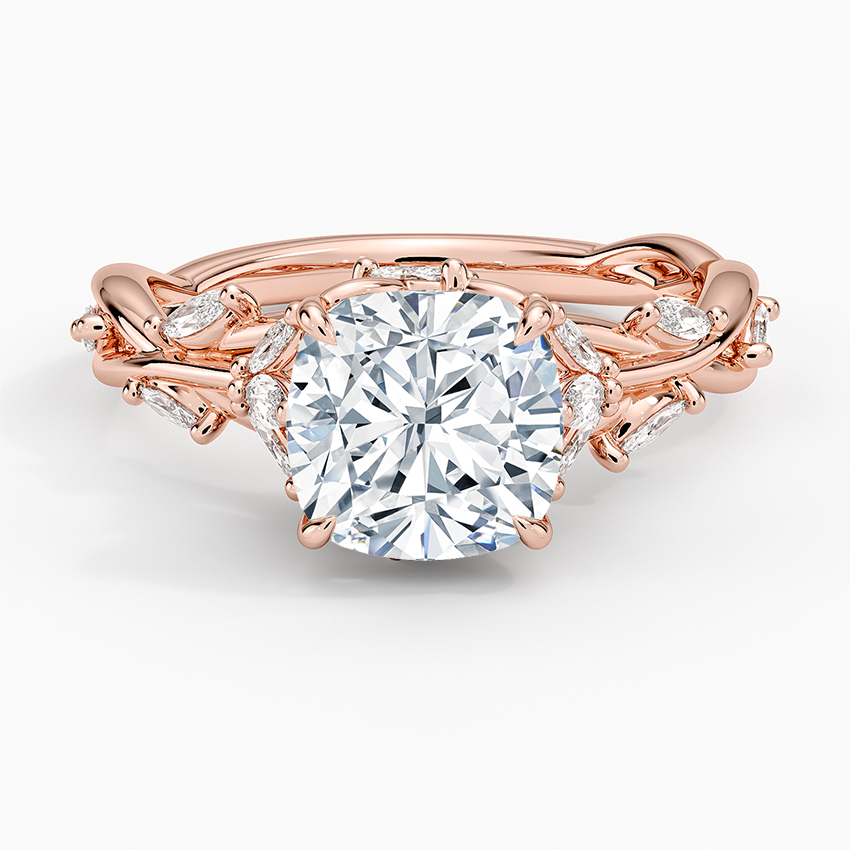 Lab Grown Diamond Engagement Ring Cushion Cut Vintage Inspired Floral for Women - Image 9