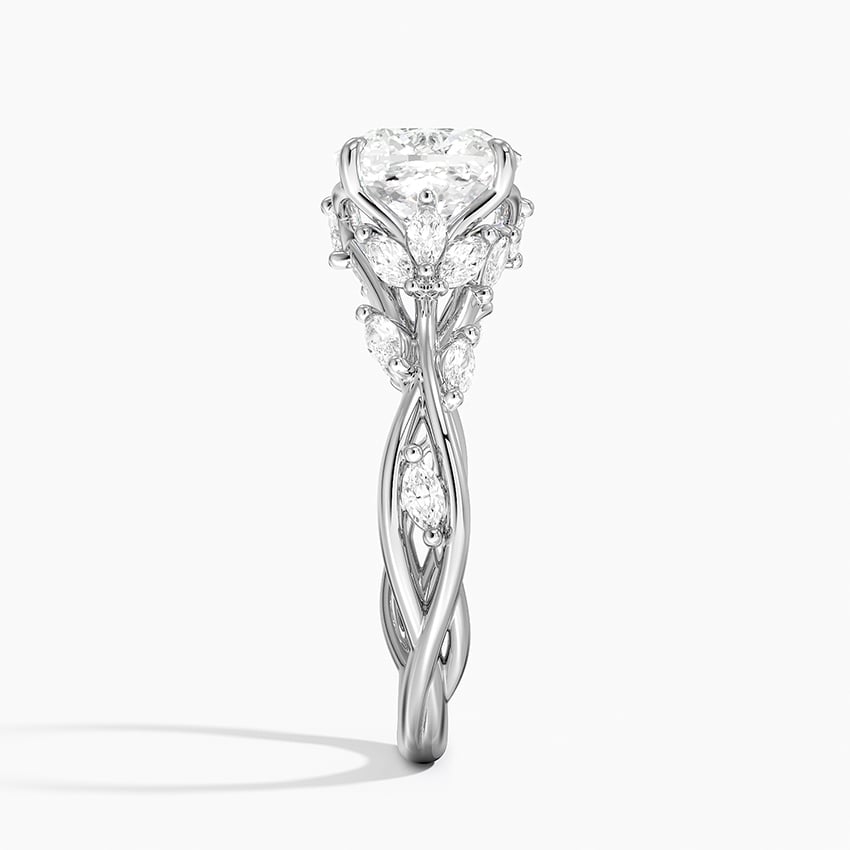 Lab Grown Diamond Engagement Ring Cushion Cut Vintage Inspired Floral for Women - Image 3