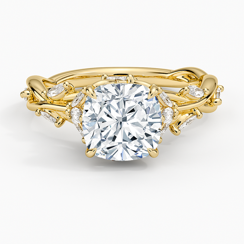 Lab Grown Diamond Engagement Ring Cushion Cut Vintage Inspired Floral for Women - Image 5