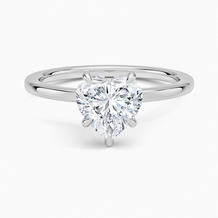 IGI Certified Moissanite Diamond Engagement Ring Heart Cut Hidden-Halo Style Ring for Women