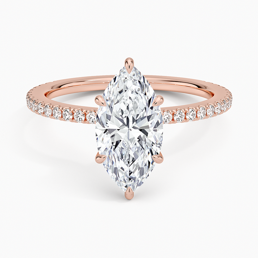 IGI Certified Moissanite Diamond Engagement Ring Marquise Cut Solitaire with Pavé Band Ring for Women - Image 9