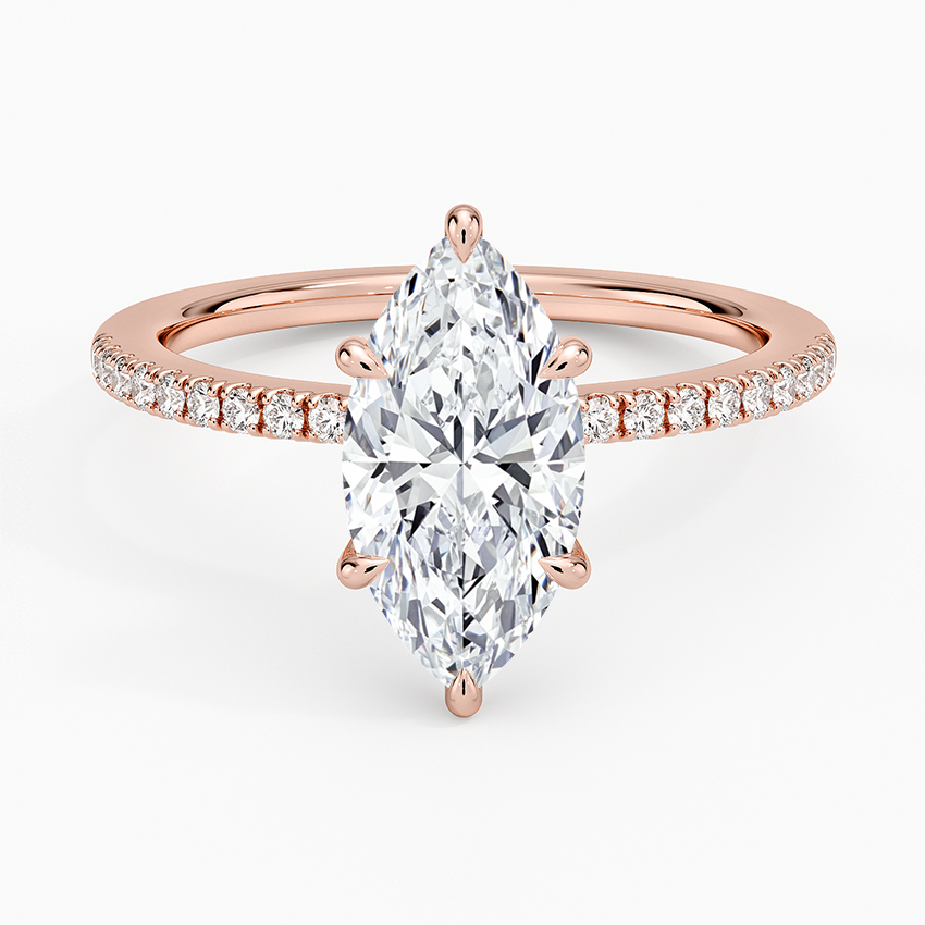 IGI Certified Moissanite Diamond Engagement Ring Classic Marquise with Hidden Halo and Pavé Band Ring for Women - Image 9