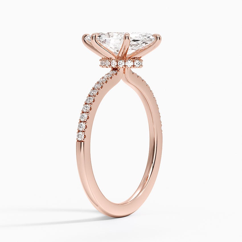IGI Certified Moissanite Diamond Engagement Ring Classic Marquise with Hidden Halo and Pavé Band Ring for Women - Image 12