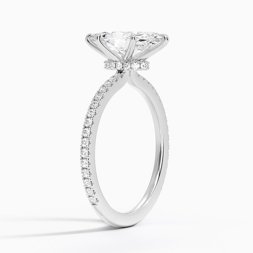 IGI Certified Moissanite Diamond Engagement Ring Marquise Cut Solitaire with Pavé Band Ring for Women - Image 2