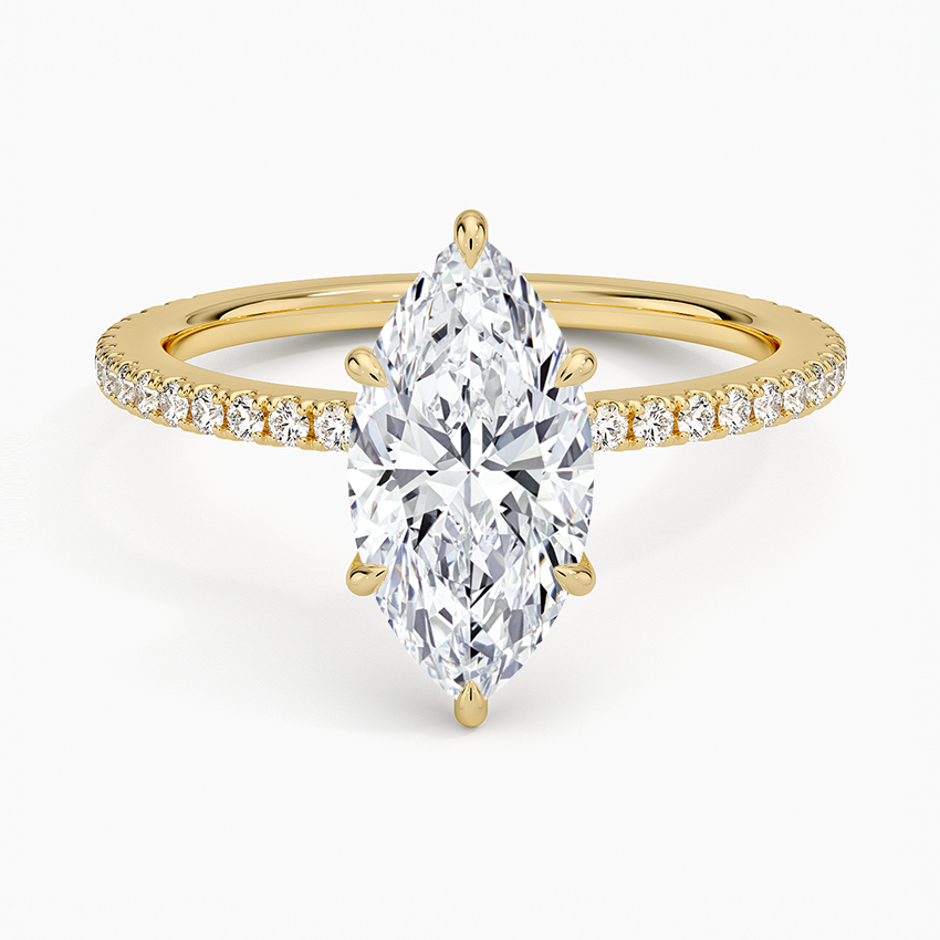 IGI Certified Moissanite Diamond Engagement Ring Marquise Cut Solitaire with Pavé Band Ring for Women - Image 5