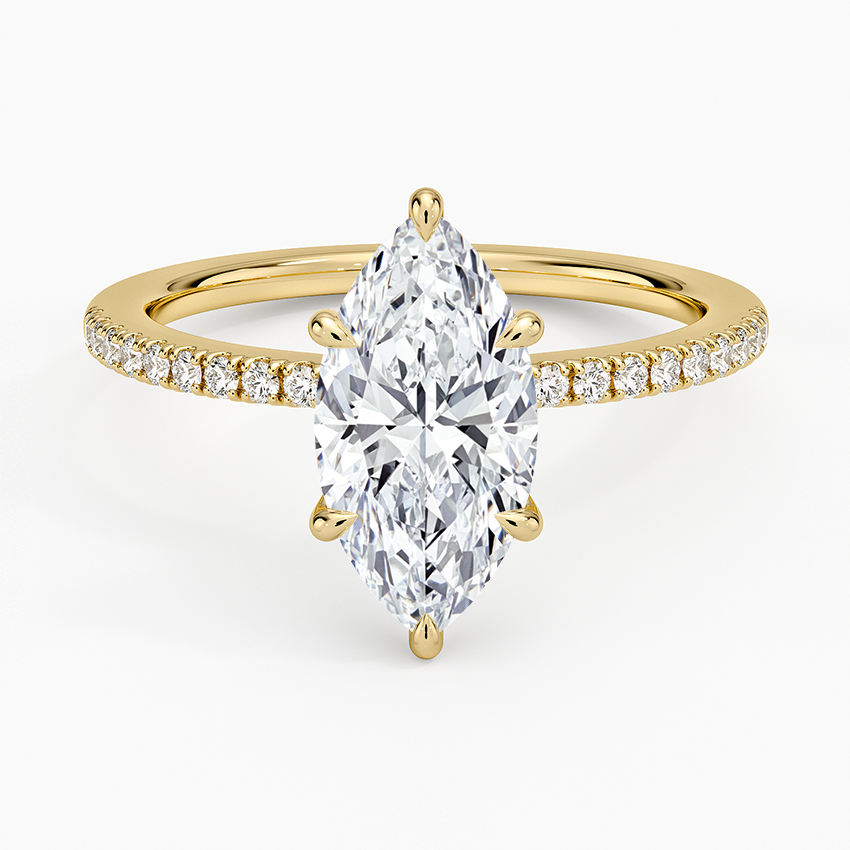 IGI Certified Moissanite Diamond Engagement Ring Classic Marquise with Hidden Halo and Pavé Band Ring for Women - Image 5