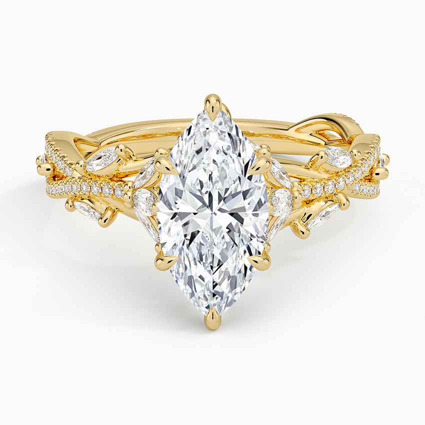 Lab Grown Diamond Engagement Ring Marquise Cut Pave Style Ring for Women - Image 5