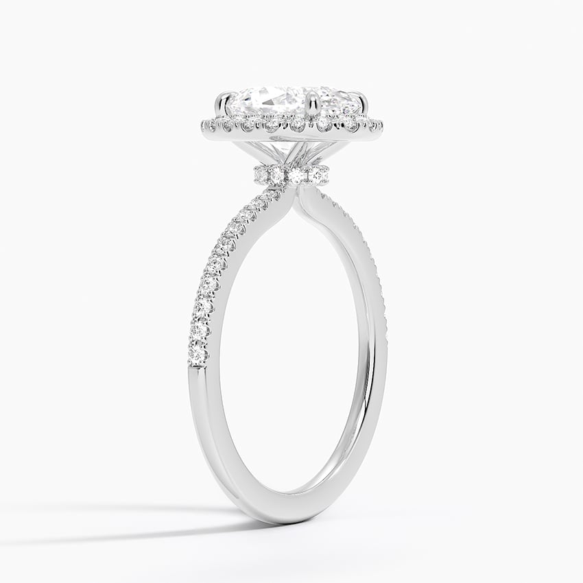 Lab Grown Diamond Engagement Ring Oval Cut Hidden Halo Pavé Ring for Women - Image 2
