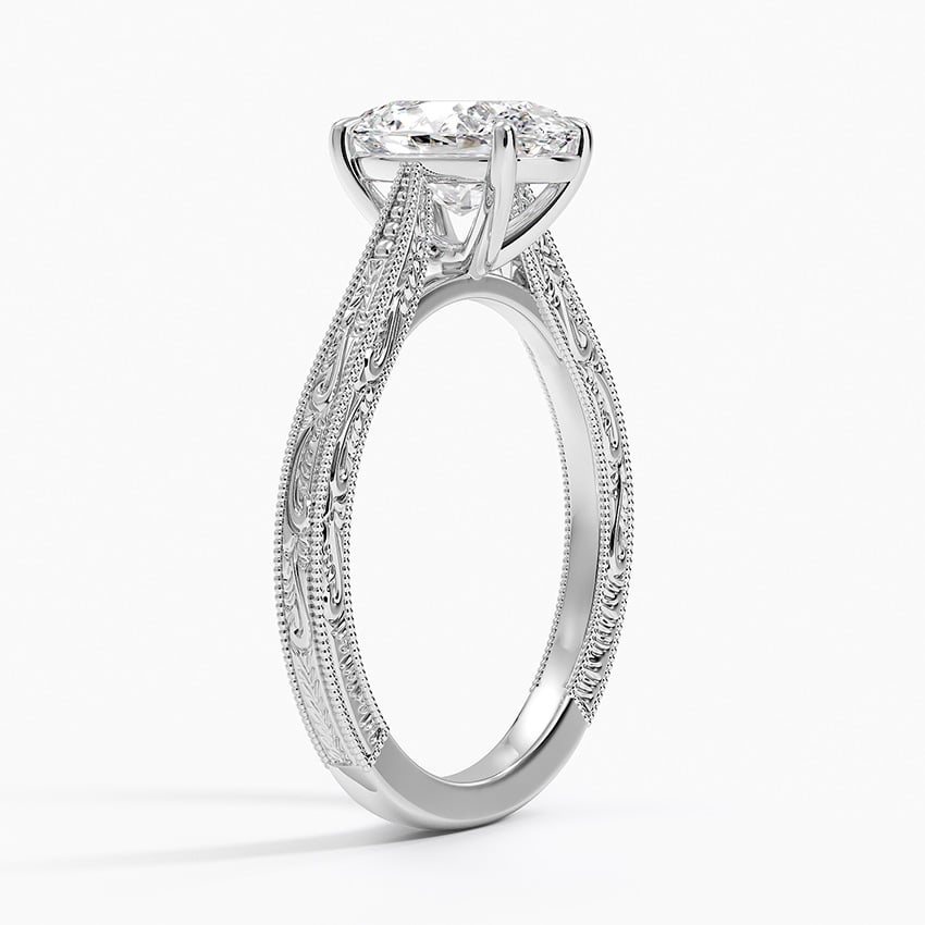 Lab Grown Diamond Engagement Ring Oval Cut Vintage Style Ring for Women - Image 2