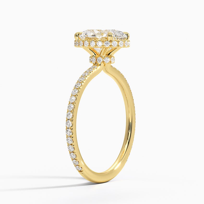 Lab Grown Diamond Engagement Ring Oval Cut Hidden Halo Cathedral Pavé Ring for Women - Image 7