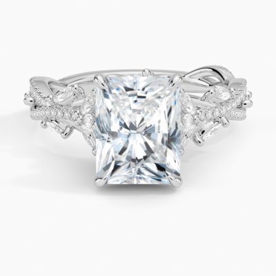 IGI Certified Moissanite Diamond Engagement Ring Radiant Cut Pave Style Ring for Women