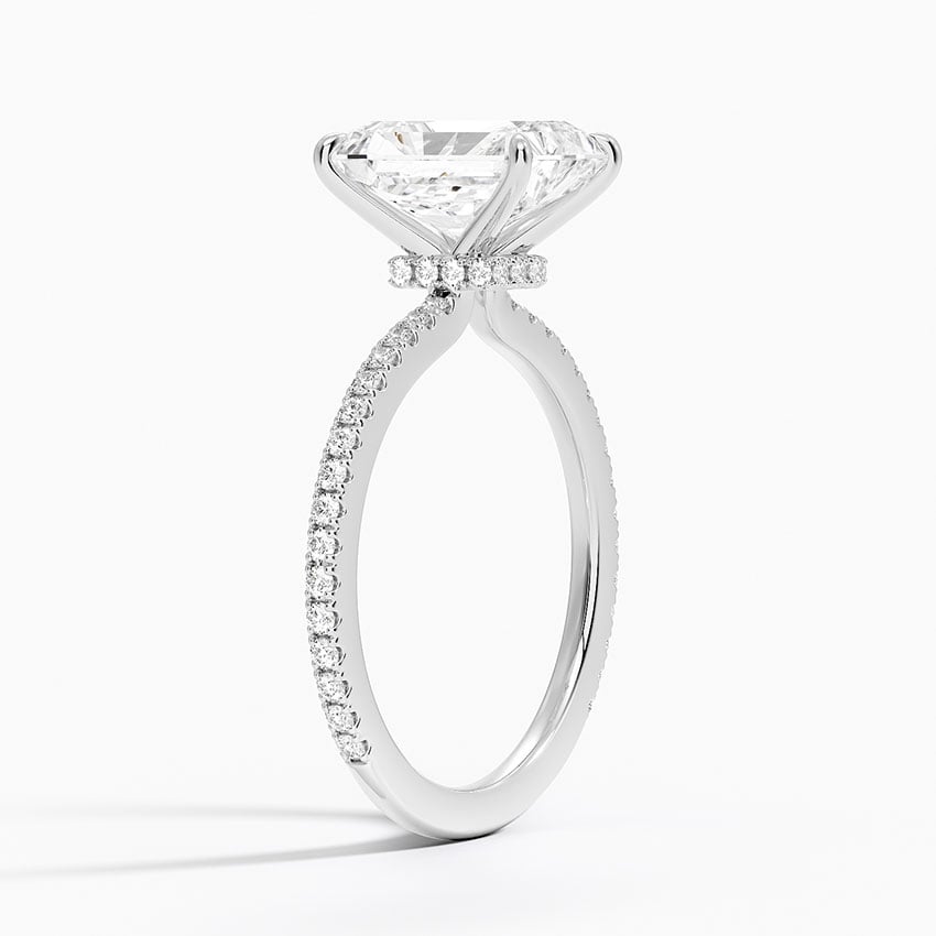 Lab Grown Diamond Engagement Ring Radiant Cut Solitaire with Pavé Band Ring for Women - Image 2