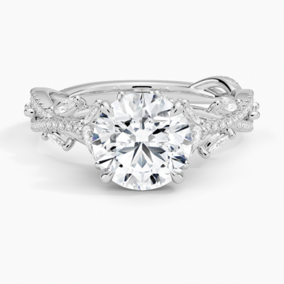 IGI Certified Moissanite Diamond Engagement Ring Round Cut Pave Style Ring for Women