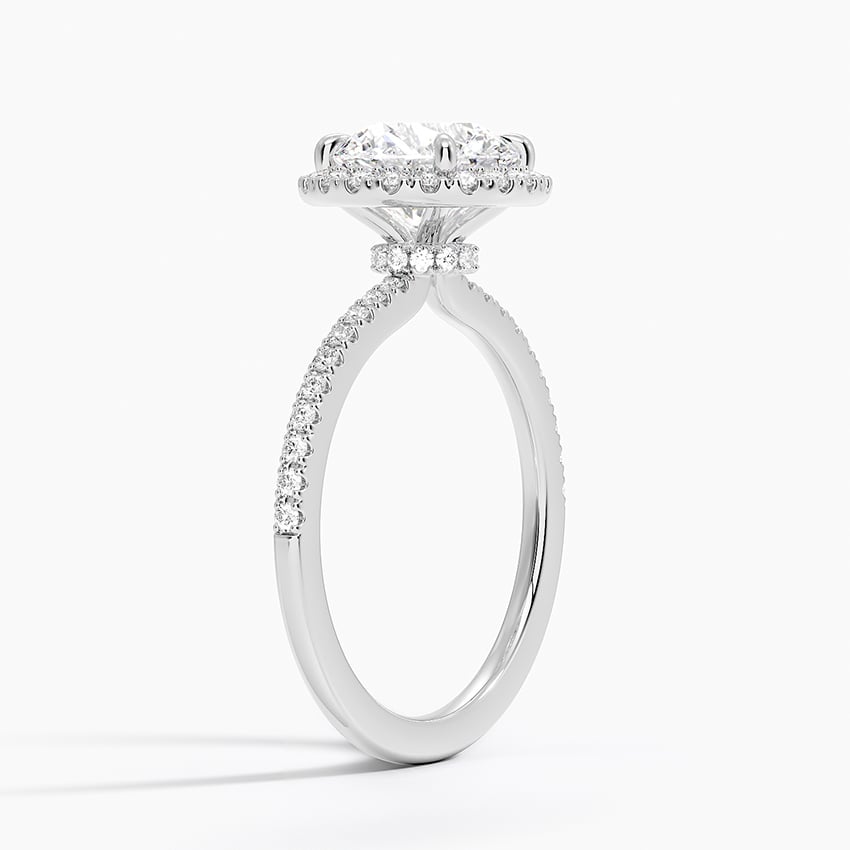 IGI Certified Moissanite Diamond Engagement Ring Round Cut Hidden Halo Pavé Ring for Women - Image 2