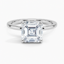 IGI Certified Moissanite Diamond Engagement Ring Asscher Cut Solitaire Hidden Halo with White Prongs Ring for Women