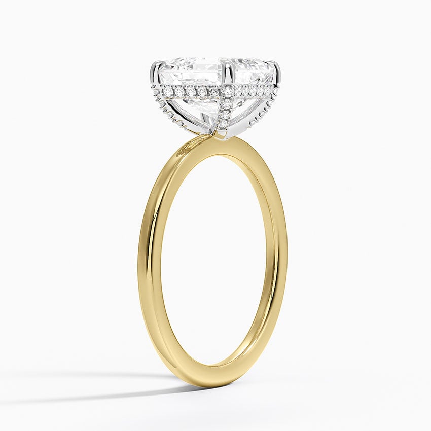 IGI Certified Moissanite Diamond Engagement Ring Asscher Cut Solitaire Hidden Halo with White Prongs Ring for Women - Image 5