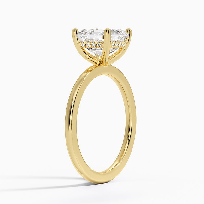 Lab Grown Diamond Engagement Ring Asscher Cut Minimalist Hidden Halo Solitaire Ring - Image 5