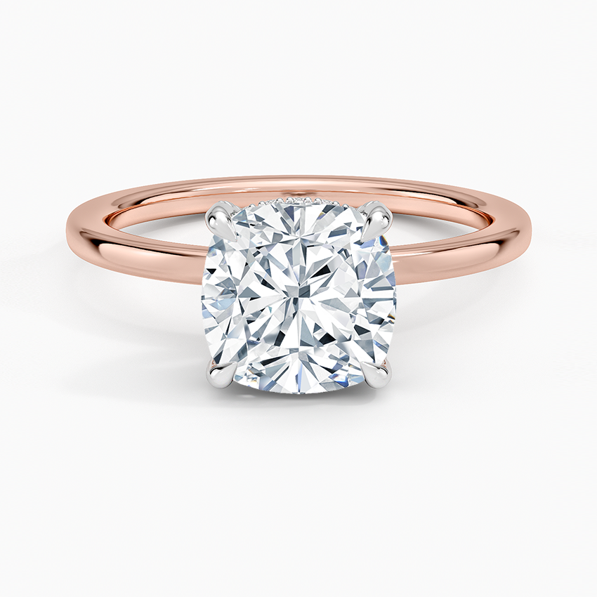 IGI Certified Moissanite Diamond Engagement Ring Cushion Cut Solitaire Hidden Halo with White Prongs Ring for Women - Image 7