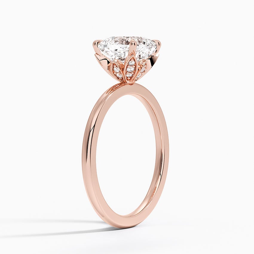IGI Certified Moissanite Diamond Engagement Ring Cushion Cut Solitaire with Floral Diamond Gallery Ring for Women - Image 8