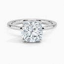 IGI Certified Moissanite Diamond Engagement Ring Cushion Cut Solitaire Hidden Halo with White Prongs Ring for Women
