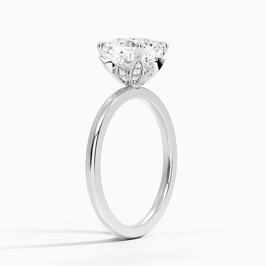 IGI Certified Moissanite Diamond Engagement Ring Cushion Cut Solitaire with Floral Diamond Gallery Ring for Women - Image 2