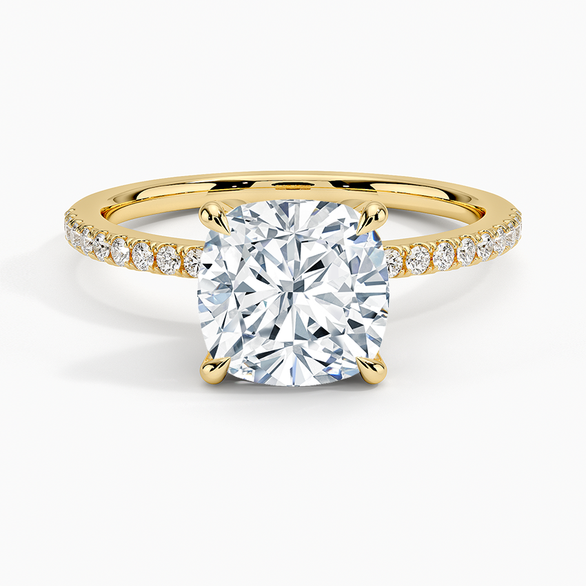 IGI Certified Moissanite Diamond Engagement Ring Cushion Cut Solitaire Pavé with Floral Diamond Gallery Ring for Women - Image 4