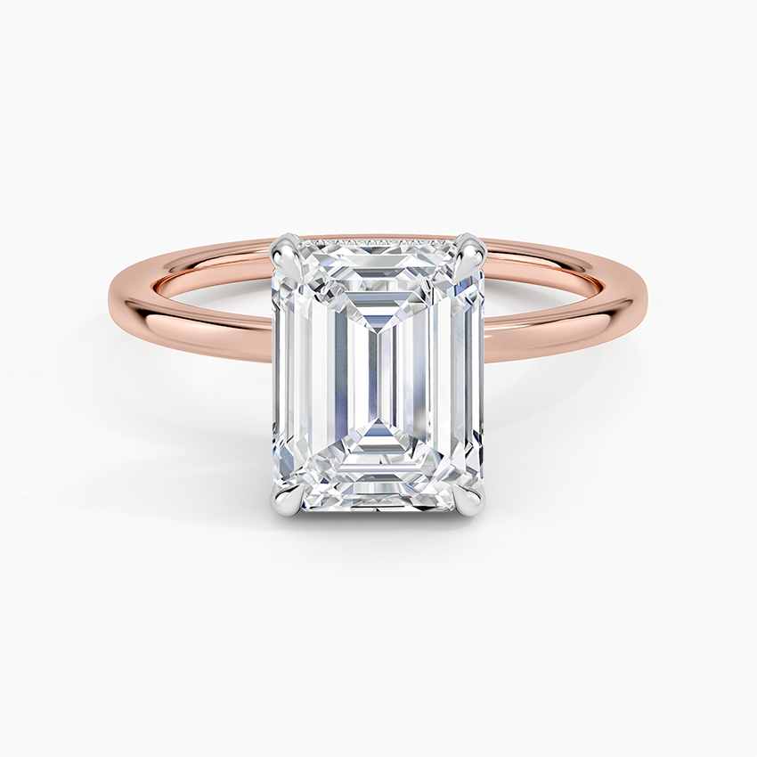 IGI Certified Moissanite Diamond Engagement Ring Emerald Cut Solitaire Hidden Halo with White Prongs Ring for Women - Image 7