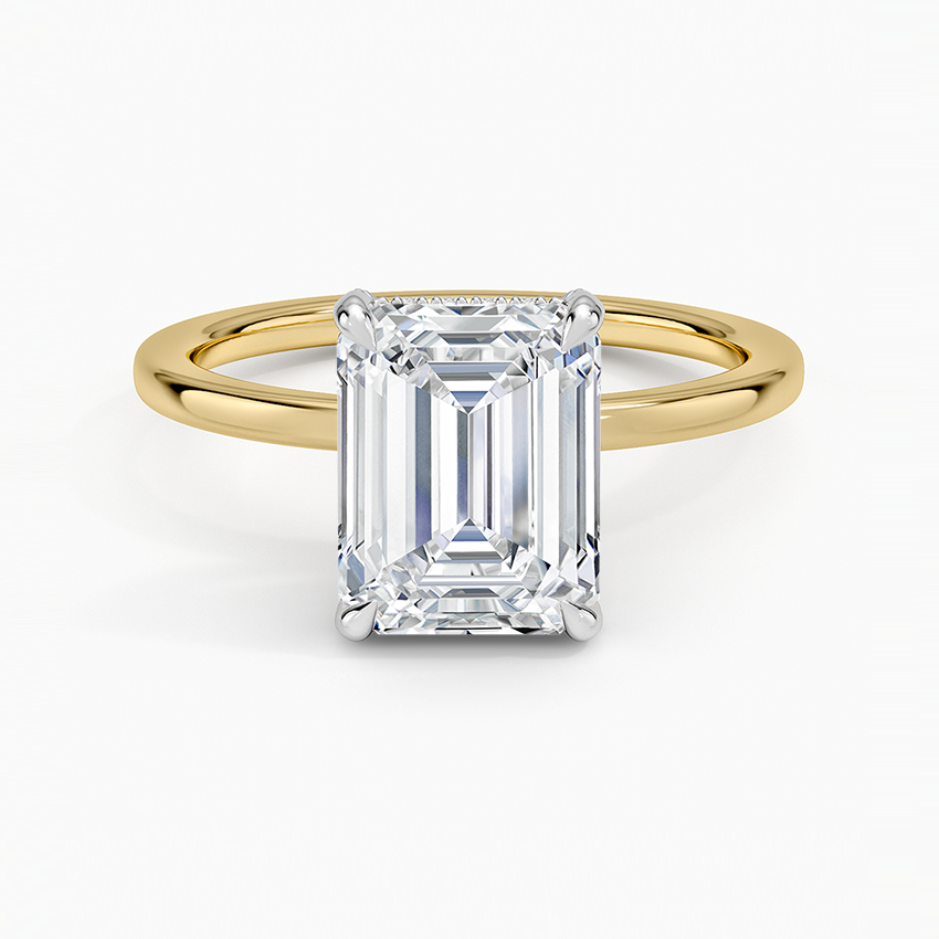 IGI Certified Moissanite Diamond Engagement Ring Emerald Cut Solitaire Hidden Halo with White Prongs Ring for Women - Image 4