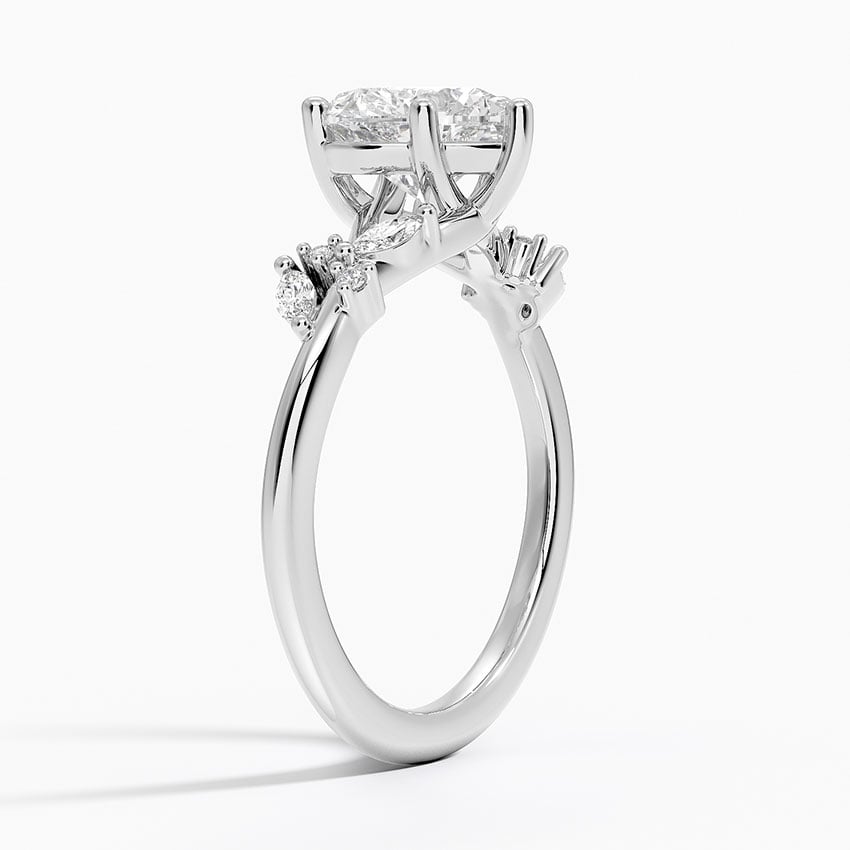 IGI Certified Lab Grown Diamond Engagement Ring Heart Brilliant Floral Cathedral Ring - Image 2