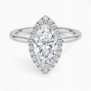 IGI Certified Moissanite Diamond Engagement Ring Marquise Cut with Hidden Halo and Cathedral Pavé V-Gallery Ring for Women