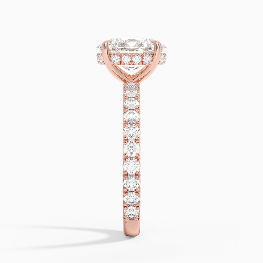 Lab Grown Diamond Engagement Ring Oval Brilliant Hidden Halo Pavé Solitaire Ring - Image 9