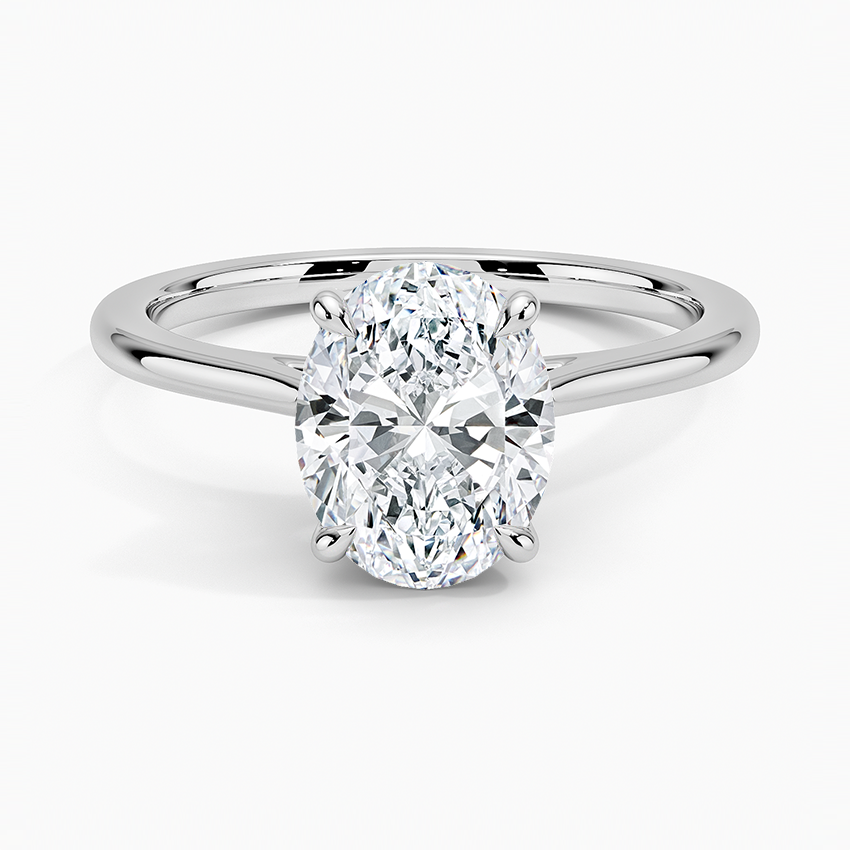  Lab Grown Diamond Engagement Ring Oval Cut Solitaire Ring with Floral Petal Basket Ring for Women