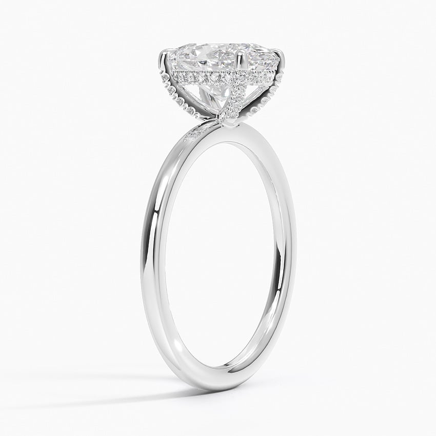 Lab Grown Diamond Engagement Ring Oval Cut Solitaire Hidden Halo Ring for Women - Image 2