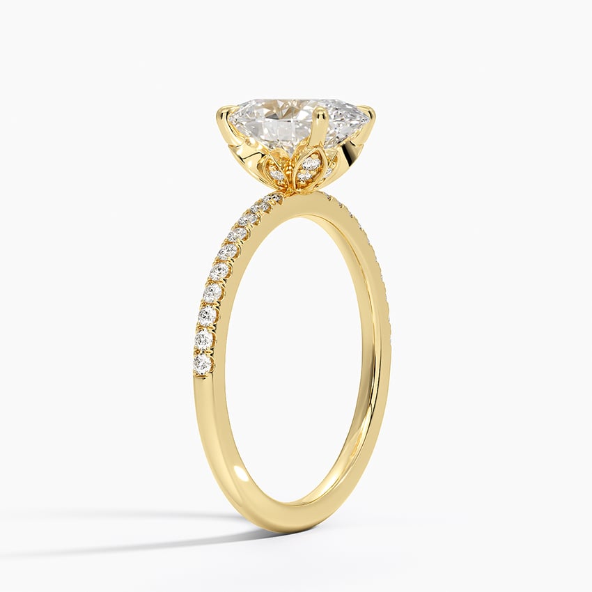 IGI Certified Moissanite Diamond Engagement Ring Oval Cut Solitaire Pavé with Floral Diamond Gallery Ring for Women - Image 5