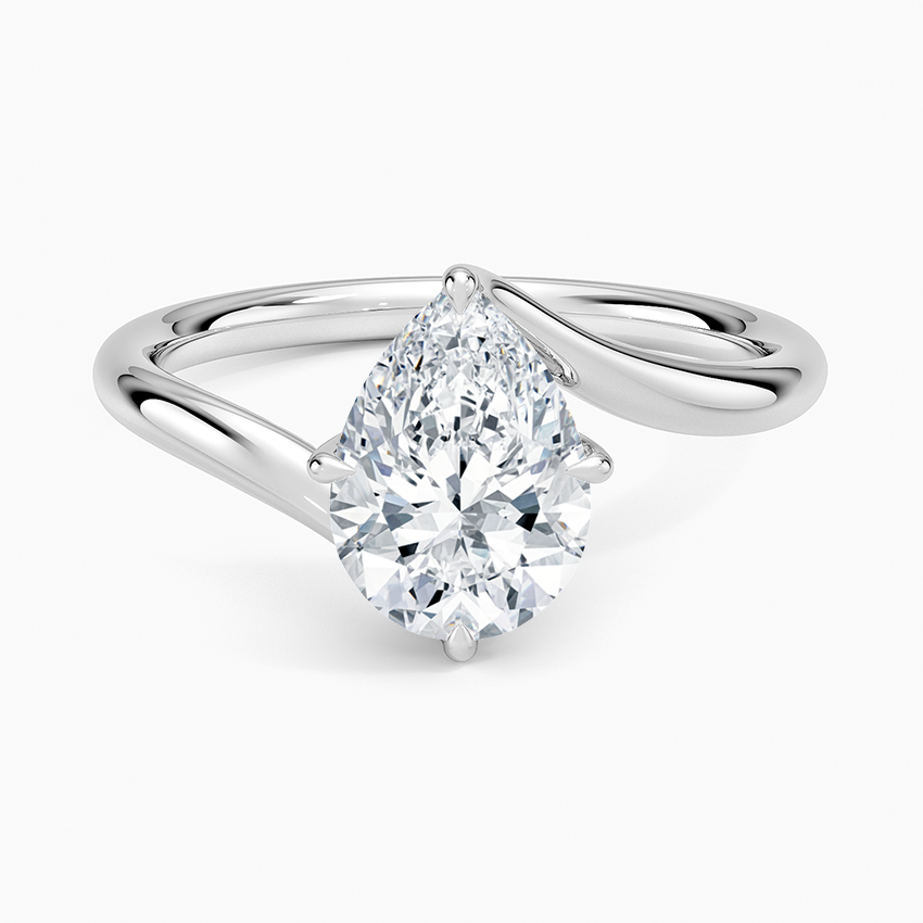 Lab Grown Diamond Engagement Ring Pear Brilliant Twist Bypass Solitaire Ring