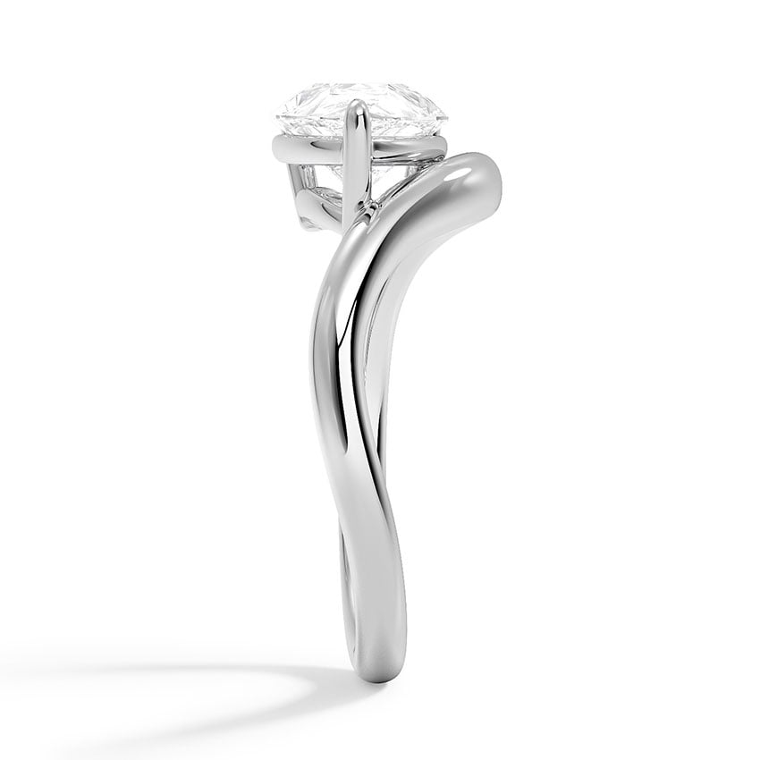 Lab Grown Diamond Engagement Ring Pear Brilliant Modern Bypass Solitaire Ring - Image 2